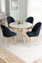 Hanah Home Mos Juego de Mesa y Sillas Blanco Mármol, Dorado y Antracita